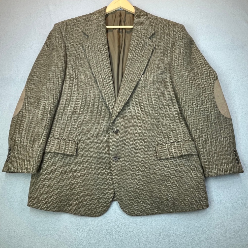 Vintage 90s Polo Ralph Lauren Mens 48R Tweed Blazer Lambswool Alpaca Elbow Patch
